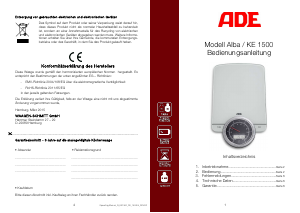 Mode d’emploi ADE KE 1500 Alba Balance de cuisine