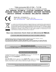 Mode d’emploi Meliconi TLC06 Télécommande