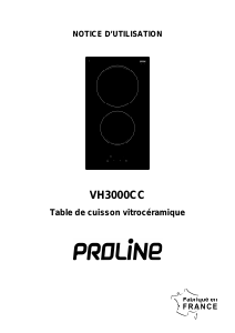 Mode d’emploi Proline VH3000CC Table de cuisson