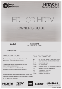 Handleiding Hitachi LE55A6R9A LED televisie