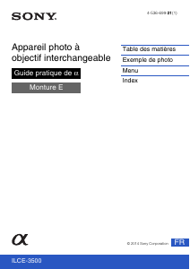 Mode d’emploi Sony Alpha ILCE-3500J Appareil photo numérique