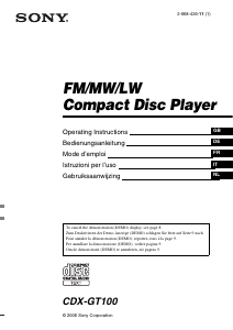 Manual Sony CDX-GT100 Car Radio