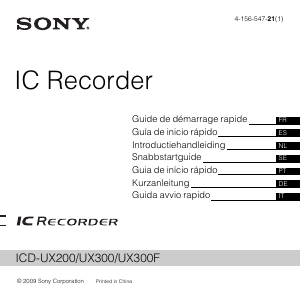 Handleiding Sony ICD-UX300F Audiorecorder