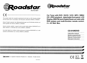 Manual Roadstar CD-910RDVD Car Radio