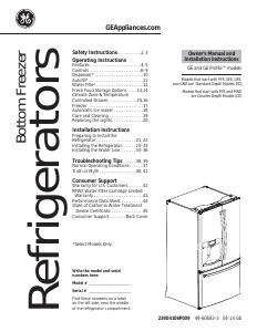 Mode d’emploi GE PWE23KSDSS Profile Réfrigérateur combiné