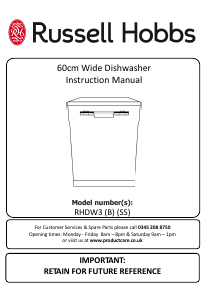 Manual Russell Hobbs RHDW3SS Dishwasher