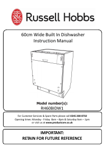 Manual Russell Hobbs RH60BIDW1 Dishwasher