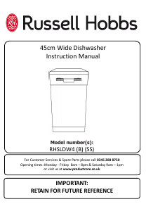 Manual Russell Hobbs RHSLDW4B Dishwasher