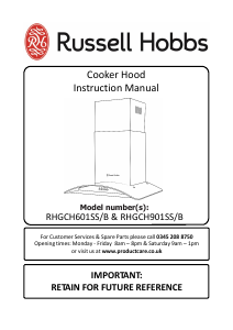 Manual Russell Hobbs RHGCH601B Cooker Hood