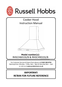 Bruksanvisning Russell Hobbs RHSCH601SS Köksfläkt