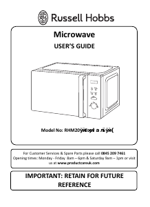 Manual Russell Hobbs RHM2076B Microwave
