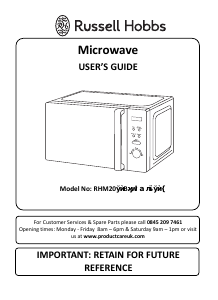 Manual Russell Hobbs RHM2076S Microwave