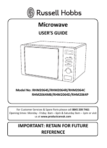 Manual Russell Hobbs RHM2064B Microwave