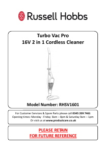 Manual Russell Hobbs RHSV1601 Turbo Vac Pro Vacuum Cleaner