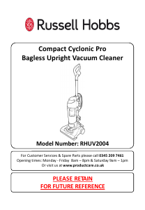 Manual Russell Hobbs RHUV2004 Compact Cyclonic Pro Vacuum Cleaner