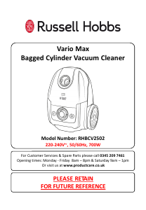 Manual Russell Hobbs RHBCV2502 Vario Max Vacuum Cleaner