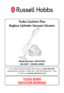 Manual Russell Hobbs RHCV2103 Turbo Cyclonic Plus Vacuum Cleaner