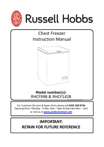 Manual Russell Hobbs RHCF142B Freezer