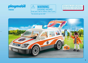 Manual Playmobil set 70050 Rescue Carro Médico de Emergência com luz e som