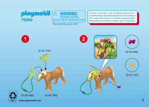 Bedienungsanleitung Playmobil set 70060 Special Mädchen mit Pony