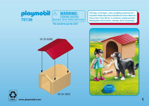 Manual Playmobil set 70136 Farm Cão com Casota e Menina