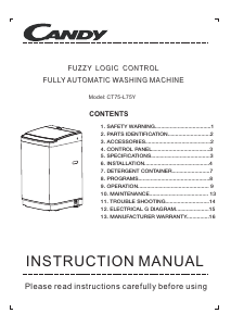 Manual Candy CT75-L75Y Washing Machine