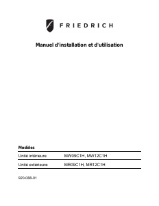 Mode d’emploi Friedrich MW12C1H Climatiseur