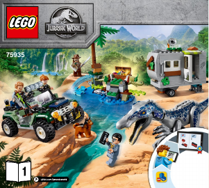 Manual Lego set 75935 Jurassic World Confronto de Baryonyx: A Caça ao Tesouro