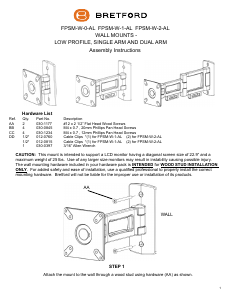 Manual Bretford FPSM-W-0-AL Wall Mount