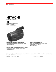 Manual Hitachi VM-E625LA Camcorder