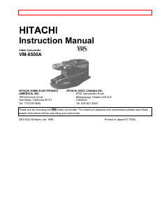 Manual Hitachi VM-6500A Camcorder