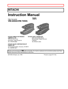 Manual Hitachi VM-6400A Camcorder