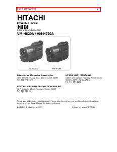 Handleiding Hitachi VM-H620A Camcorder