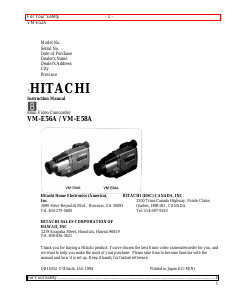 Manual Hitachi VM-E56A Camcorder