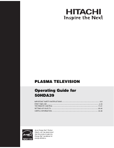 Manual Hitachi 50HDA39 Plasma Television