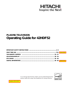 Manual Hitachi 42HDF52 Plasma Television