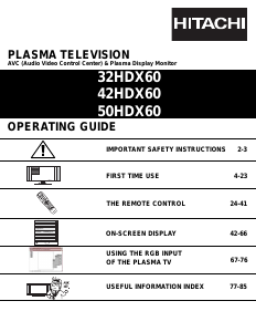 Manual Hitachi 42HDX60 Plasma Television