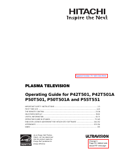 Manual Hitachi P55T551 Plasma Television