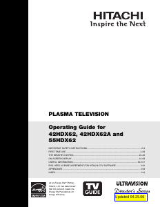 Manual Hitachi 55HDX62 Plasma Television