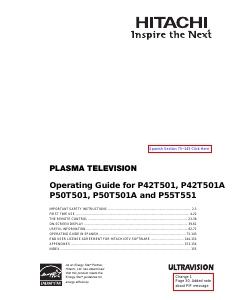 Manual de uso Hitachi P42T501A Televisor de plasma