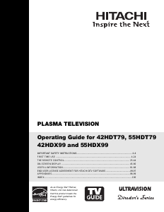 Manual Hitachi 55HDX99 Plasma Television