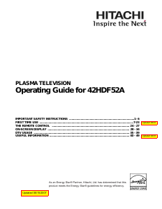 Manual Hitachi 42HDF52A Plasma Television