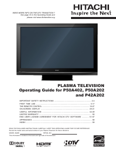 Manual Hitachi P50A202 Plasma Television