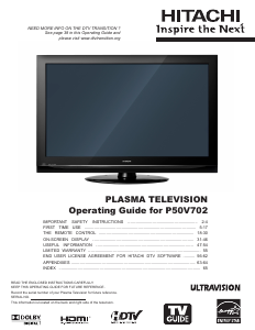 Manual Hitachi P50V702 Plasma Television