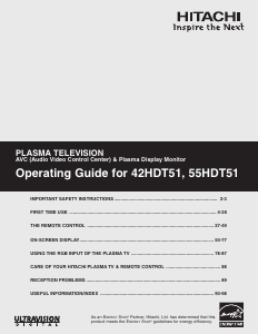 Manual Hitachi 42HDT51 Plasma Television