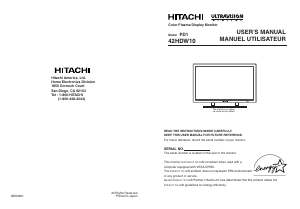 Handleiding Hitachi 42HDW10 Plasma monitor