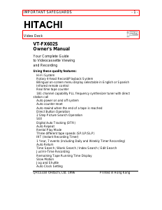 Manual Hitachi VT-FX602S Video recorder