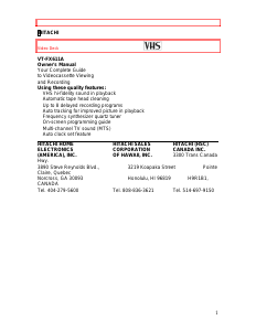 Manual Hitachi VT-FX611A Video recorder