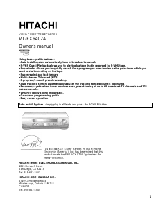 Manual Hitachi VT-FX6402A Video recorder