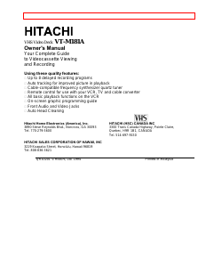 Manual Hitachi VT-M181A Video recorder
